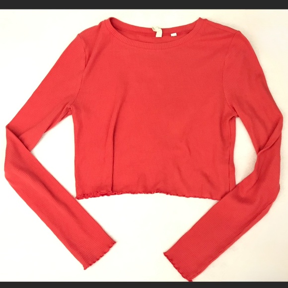 PacSun L.A Heart red waffle crop long sleeve top medium - Picture 1 of 7